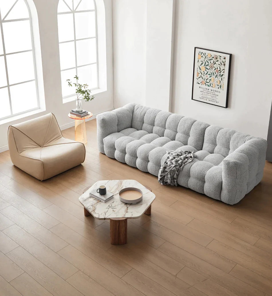 White Fabric Tufted Sofa (Bulk)