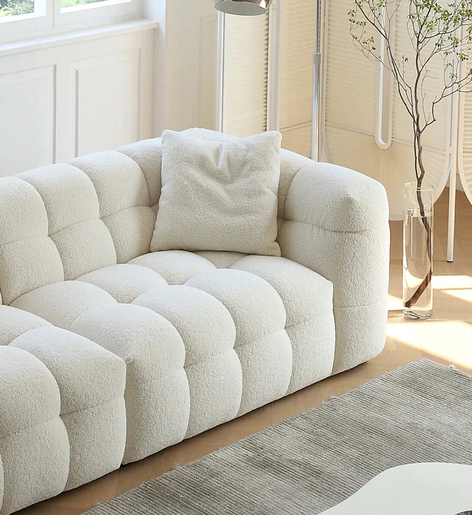 White Fabric Tufted Sofa (Bulk)