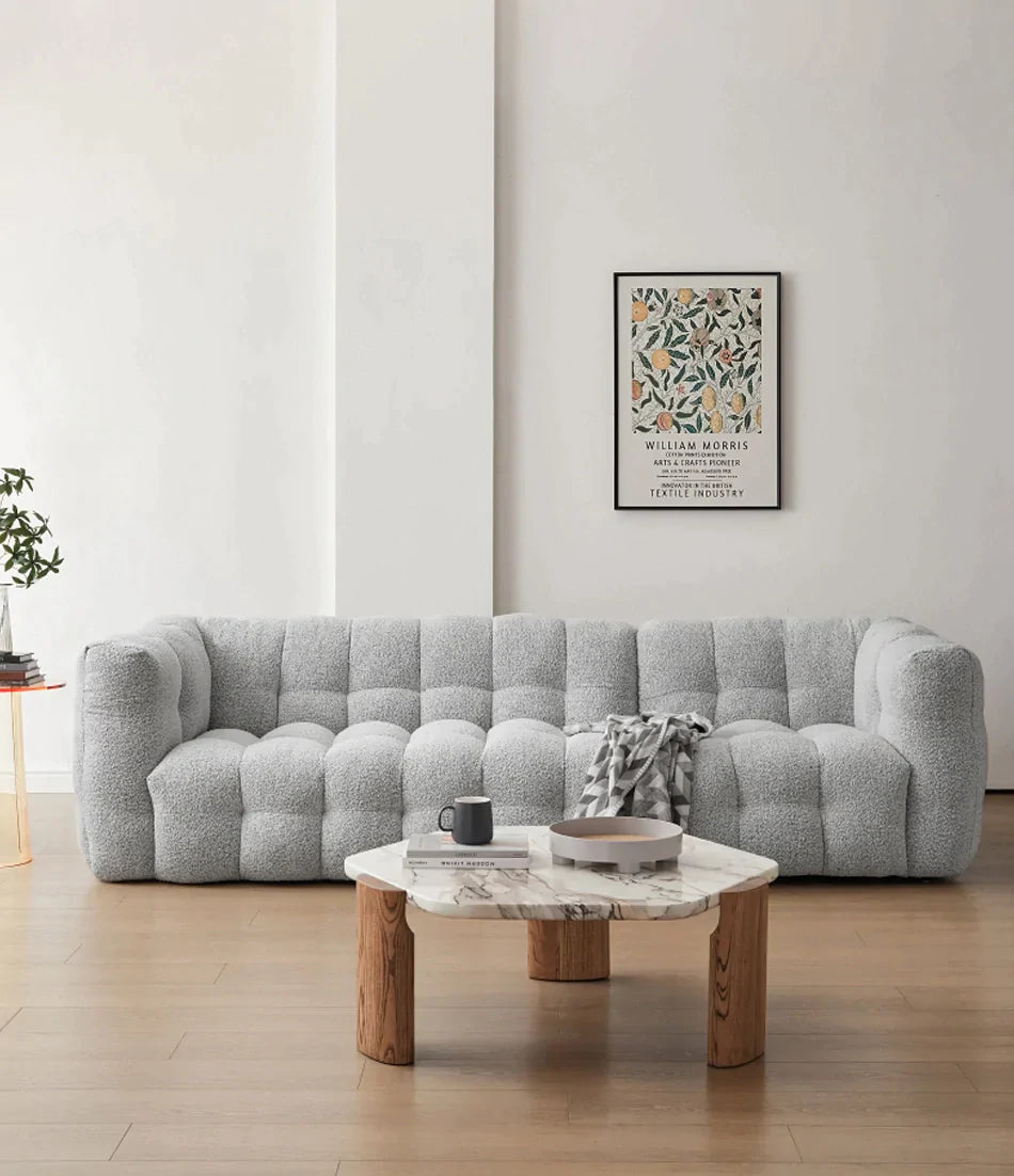 White Fabric Tufted Sofa (Bulk)